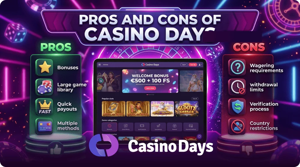 Casino Days India pros and cons of the online casino platform